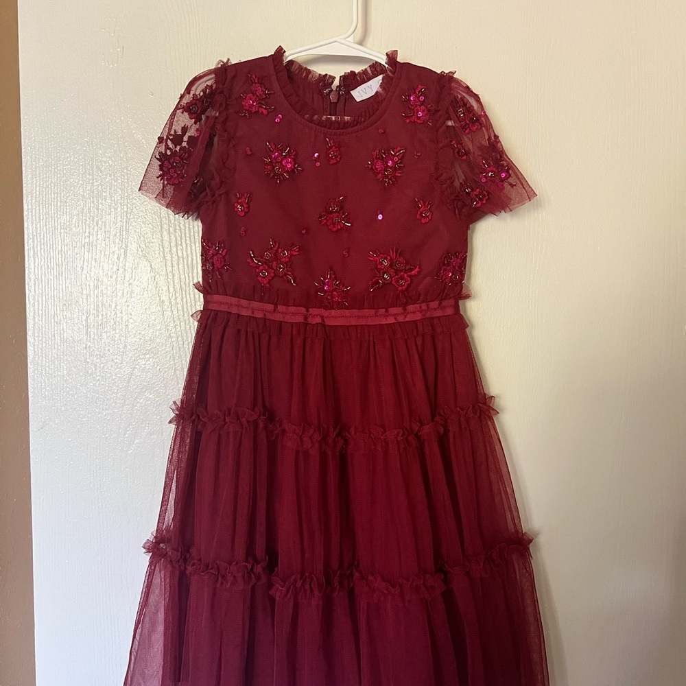 Ivy City Co Burgundy Floral Kids Dress